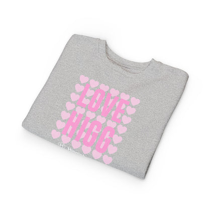 Toddler Sweatshirt – "LOVE HIGG" Pink Heart Graphic Kids Pullover