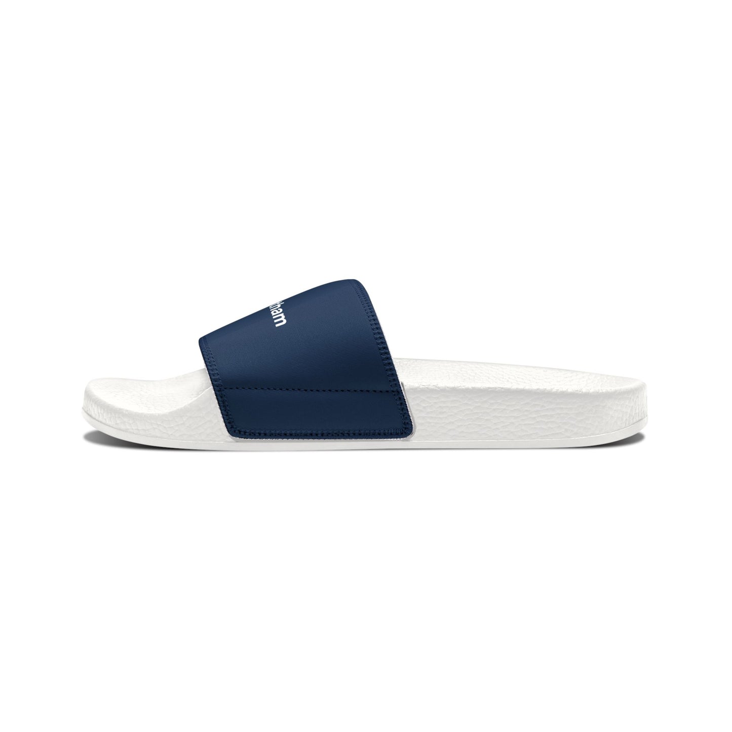 Removable-Strap Slide Sandals — Custom Navy Logo Slides for Women