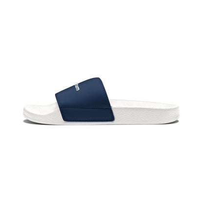 Removable-Strap Slide Sandals — Custom Navy Logo Slides for Women