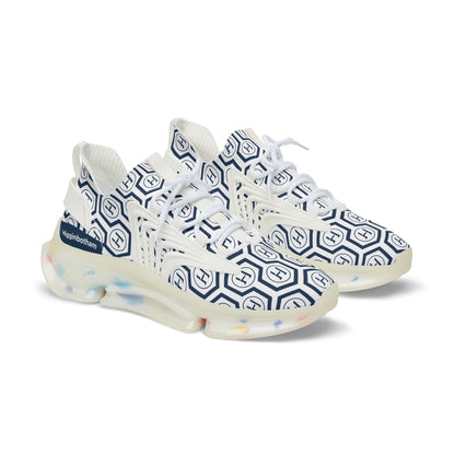 Men's/Unisex Sizing: Mesh Sneakers — Navy Geometric Athletic Shoes