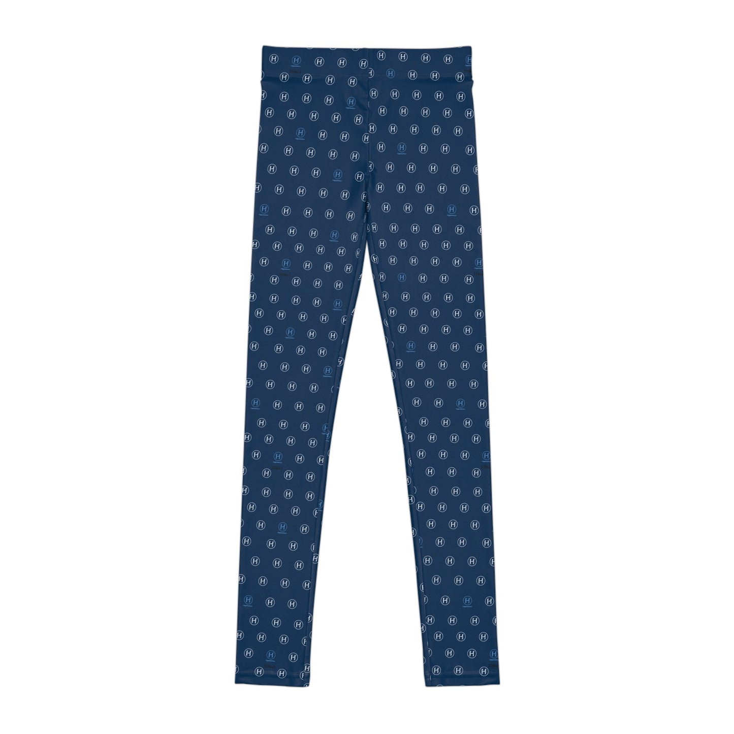 Youth Leggings — Navy All-Over H Monogram Print