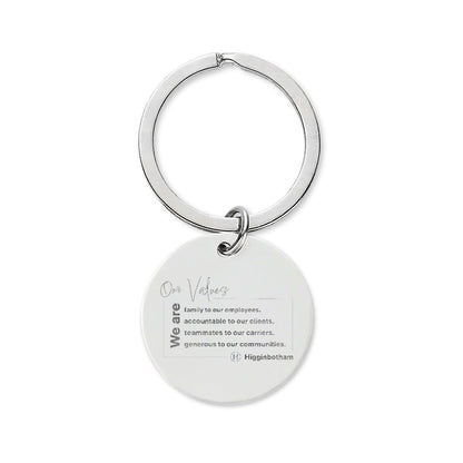 Higg Values- Engravable Stainless Steel Round Keychain