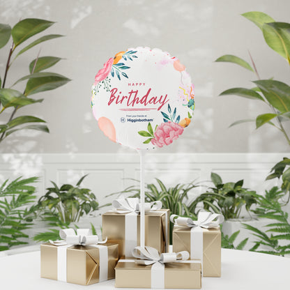 Happy Birthday Floral Balloon — 11" Round/Heart-Shaped Party Balloon