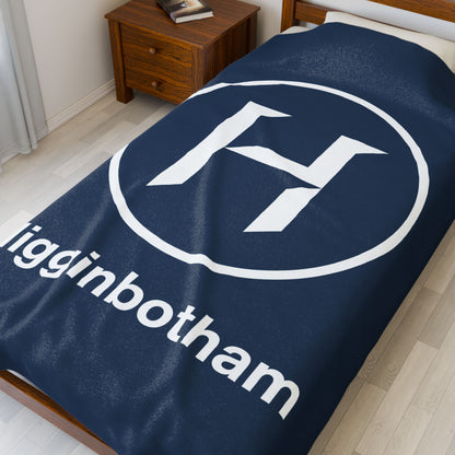Personalized Monogram Plush Blanket — 'Higginbotham' Navy Velveteen Throw