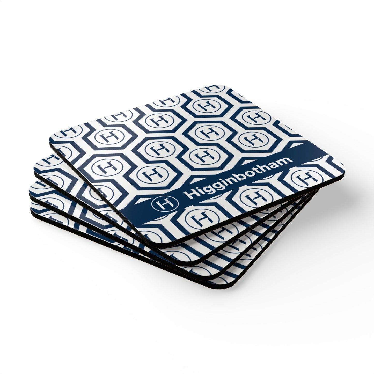 Monogram H Pattern Cork Coaster Set  (Set of 4)