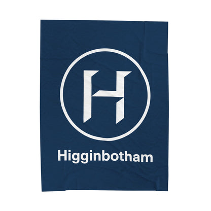 Personalized Monogram Plush Blanket — 'Higginbotham' Navy Velveteen Throw