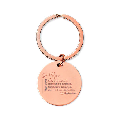 Higg Values- Engravable Stainless Steel Round Keychain