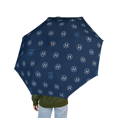 Compact Semi-Automatic Foldable Umbrella — Navy Monogram Travel Umbrella