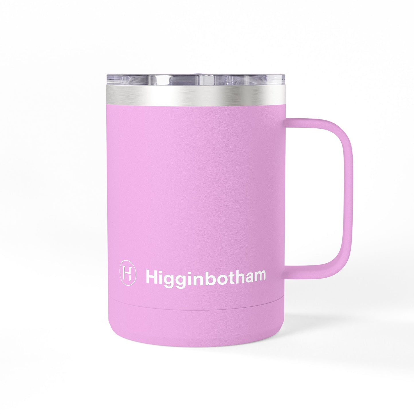 Personalized 15oz Insulated Coffee Tumbler Mug — 'Higginbotham' Logo Travel Cup