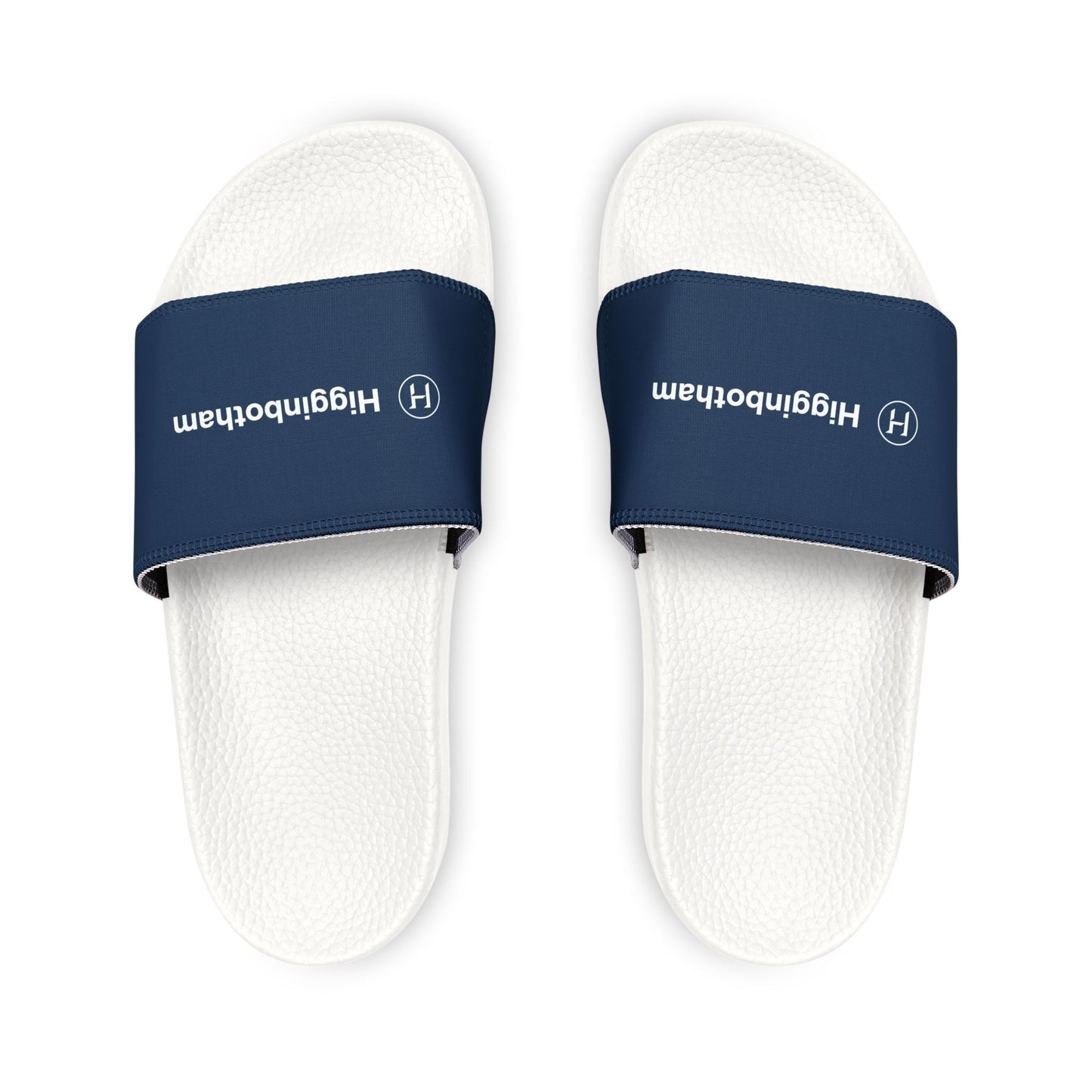 Removable-Strap Slide Sandals — Custom Navy Logo Slides for Women