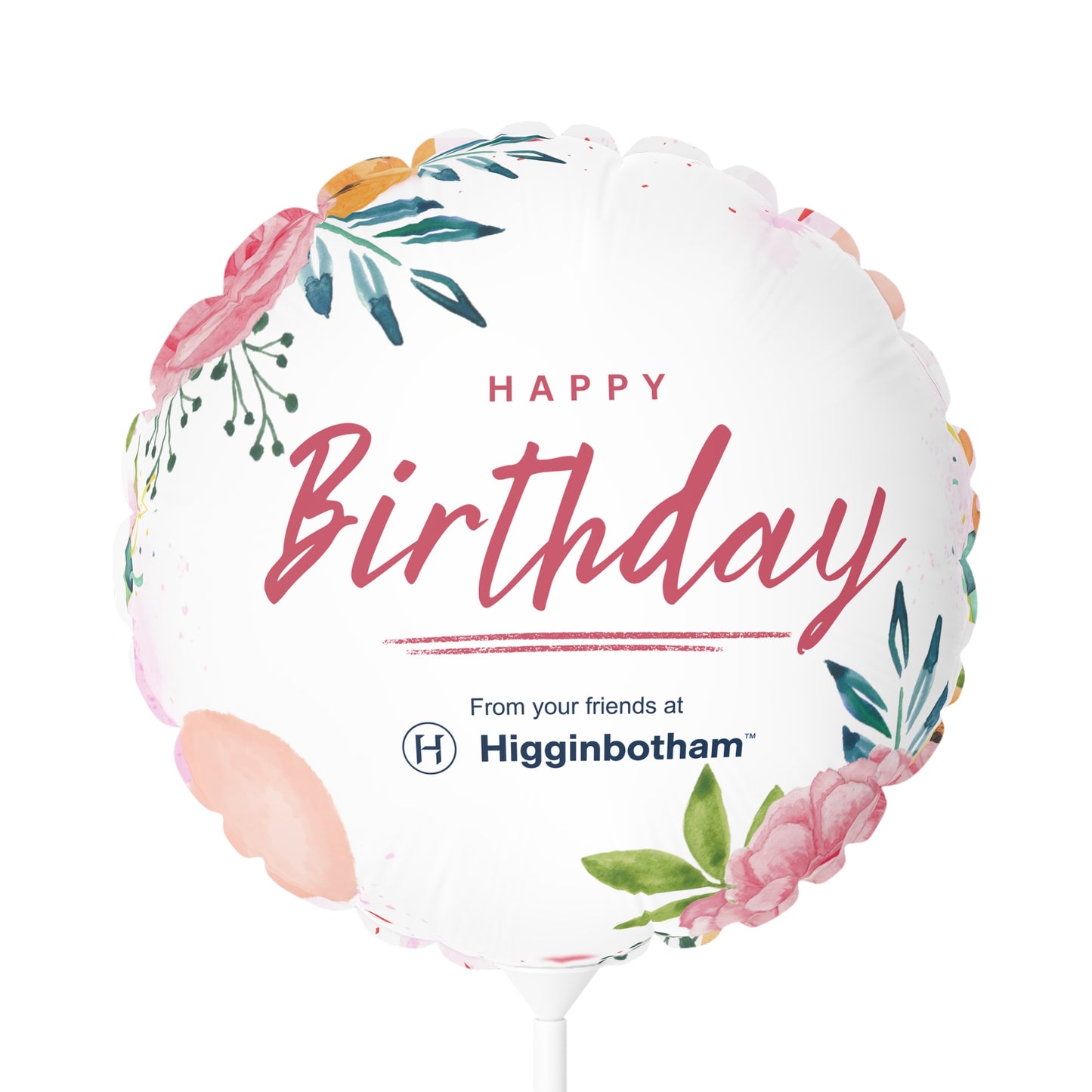 Happy Birthday Floral Balloon — 11" Round/Heart-Shaped Party Balloon