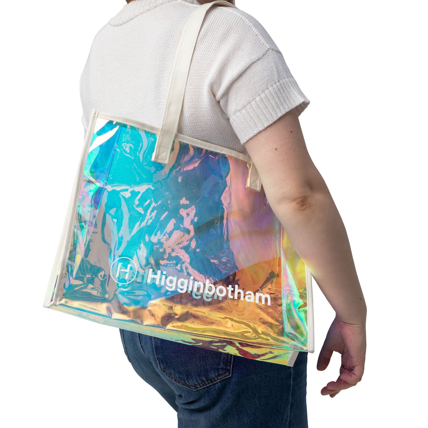Holographic Beach Tote Bag — Iridescent Clear PVC Pool & Travel Bag
