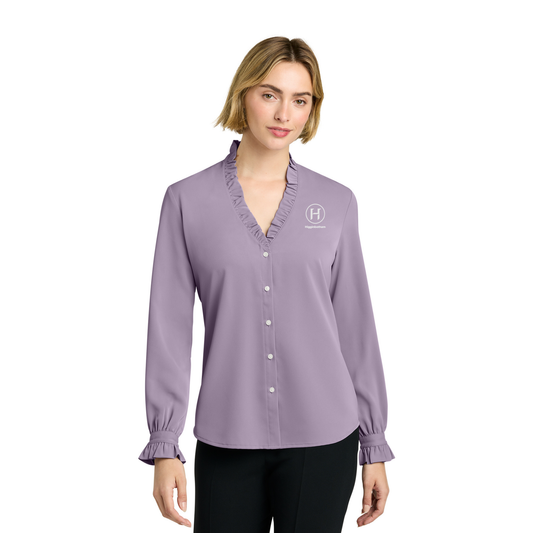 Brooks Brothers Women’s Ruffle V-Neck Blouse